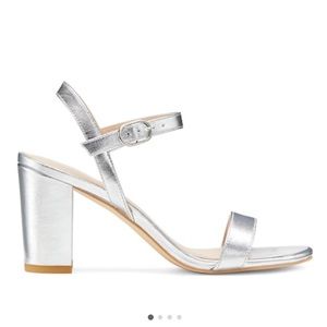 Never worn Stuart Weitzman Dancer 75 Block Heel Sandals silver size 10.5